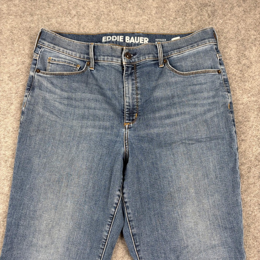 Eddie‎ Bauer Voyager Jeans Womens P14 High Rise Bootcut Blue Denim Flare Preppy